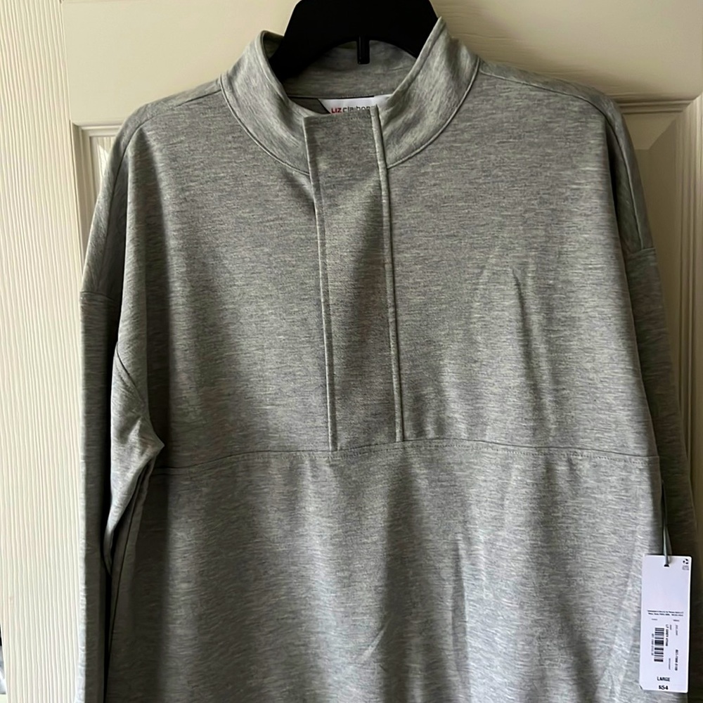 Liz Claiborne Light Grey Heather, Size Large long sleeve top with Tags